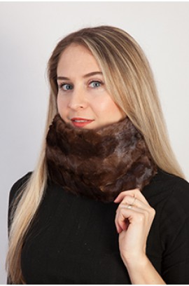Brown mink fur neck warmer - Created with mink fur remnants